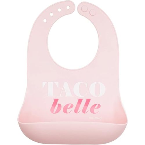 Bella Tunno Wonder Bib - Adjustable Silicone Baby Bibs for Girls, Durable and Waterproof BPA Free Silicone, Taco Bell