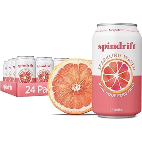 Spindrift Sparkling Water, Grapefruit Flavored, Made with Real Squeezed Fruit, (Only 15 Calories per Can), 12 Fl Oz (Pack of 24)