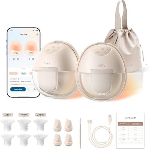eufy Heated Wearable Breast Pump S1, HeatFlow, Hands-Free | HeatFlow, App DIY Rhythm, Powerful 300mmHg, 30% More Output, 46dB Quiet, BPA-Free