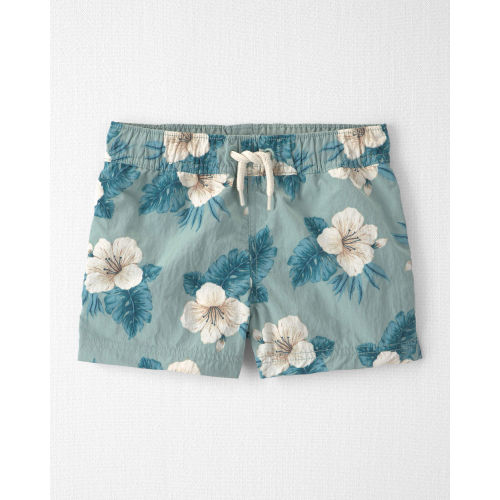 Toddler Boy Recycled Swim Trunks in in Blue Hibiscus - Little Planet | Carter's