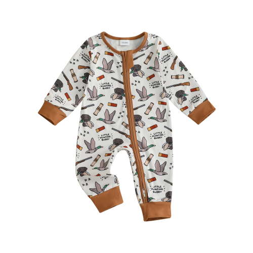 BemeyourBBs Western Cowboy Baby Boy Clothes Stuff Infant One-piece Mallard Duck Bull Romper Zipper Spring Fall Winter Jumpsuit Retro Bodysuit Newborn Going Home Outfit