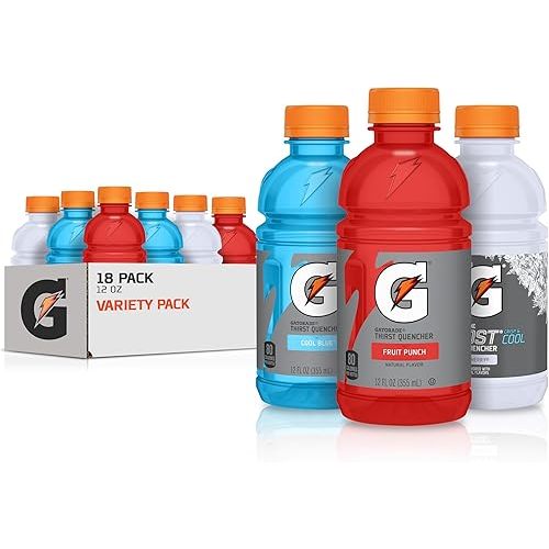 Gatorade Thirst Quencher, Fruit Punch, Glacier Cherry, Cool Blue Variety Pack, 12 Fl Oz (Pack of 18)