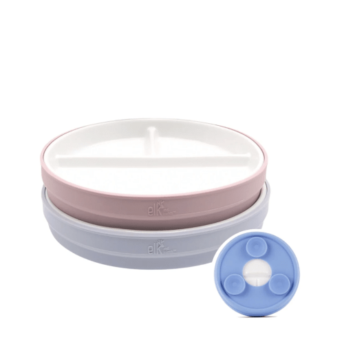 6.7"/16cm Porcelain White Divided Plates with Silicone Suction Sleeves