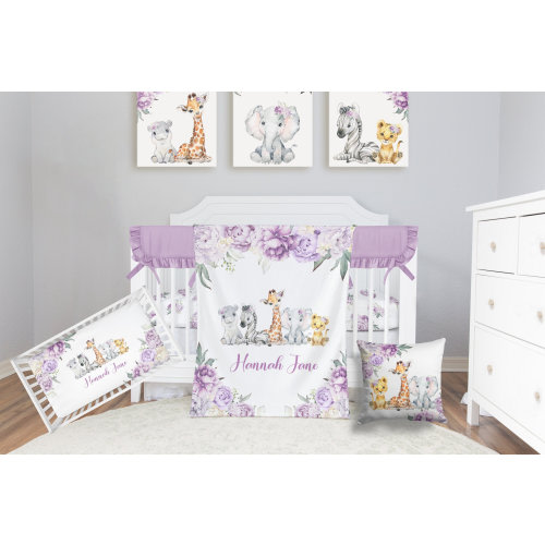 Safari Crib Bedding Set, Personalized Baby Girl Blanket, Safari Animal Nursery Set Baby Girl Bedding Set Safari Crib Sheet, Elephant Bedding