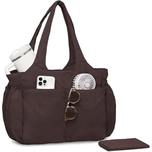 Diaper Bag Tote Hospital Bag Purse for Women, Large lightweight Baby Bag for Travel fits 40oz Tumbler for Travel,Nurse,Office with 13 pockets,changing pad,Dark Brown