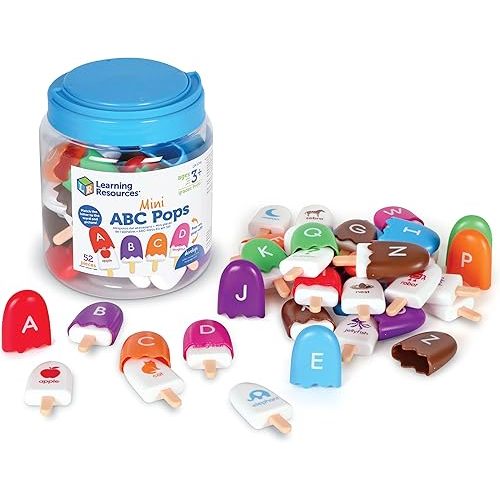 Learning Resources Mini ABC Pops – Alphabet Toys, ABC Puzzle, Phonics Games for Toddlers, Fine Motor Toys, Play Food Set, Preschool Activities, Sensory Bin Letters, Gifts for Kids