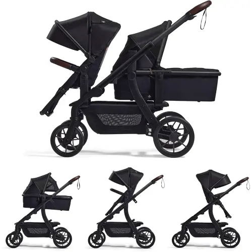 Momcozy ChangeGo Baby Stroller, Convertible Single-to-Double-to-Wagon Stroller with 23 Configurations, Carry-cot and Seat Included, Large PU Wheels, All-Wheel Suspension & Extendable UPF50+ Canopy