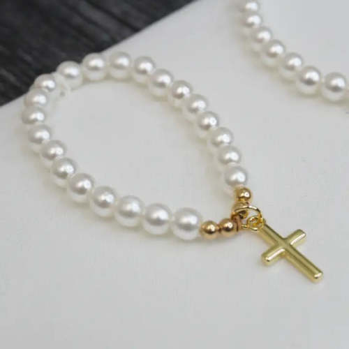 Cross Pearl Bracelet – Littles on 5th