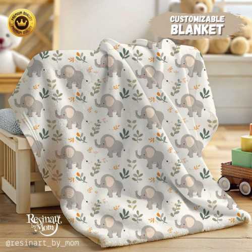 Elephant Baby Blanket: Soft Minky or Fleece Nursery Bedding