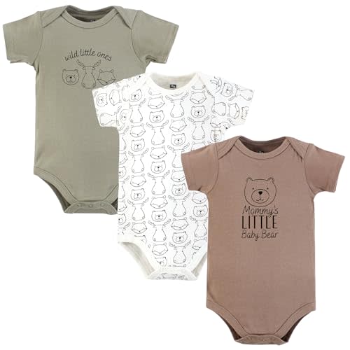 Hudson Baby Infant Boys Cotton Bodysuits 3-Pack, Mommys Baby Bear, Newborn