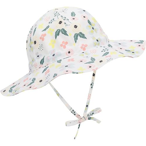 Zando Beach Hat Baby Girl Sun Hat UPF 50+ Toddler Caps for Boys Girls Infant Wide Brim Hats Baby Bucket Hat - 6-12 Months - Leaf