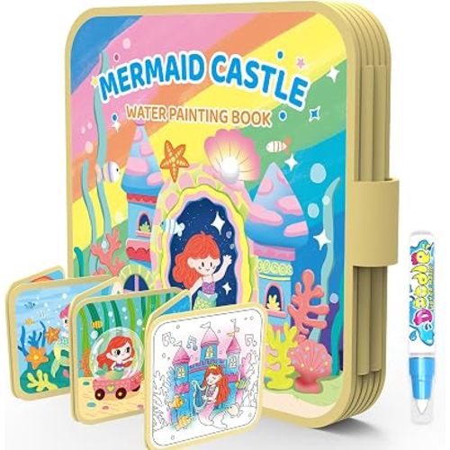 K'ONLE Reusable Water Painting Books, 10 Pages Mermaid Coloring Books