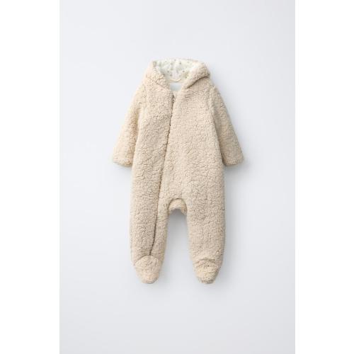 SHERPA HOODIE JUMPSUIT - Light beige | ZARA United States