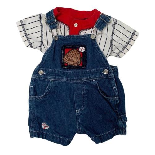 VTG Miniwear Baby Boy’s Baseball Denim Overalls Set...