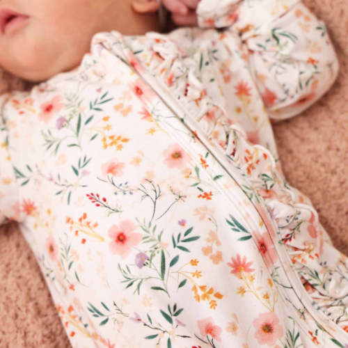Winnie's Wildflowers Ruffle Zipper Footie