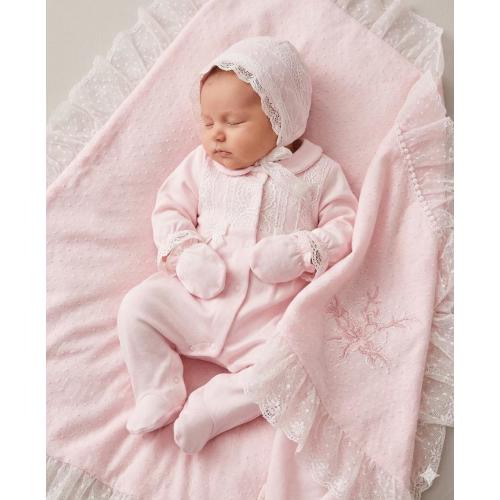 Newborn Girl Coming Home Outfit, Pink Lace Baby Hospital Set