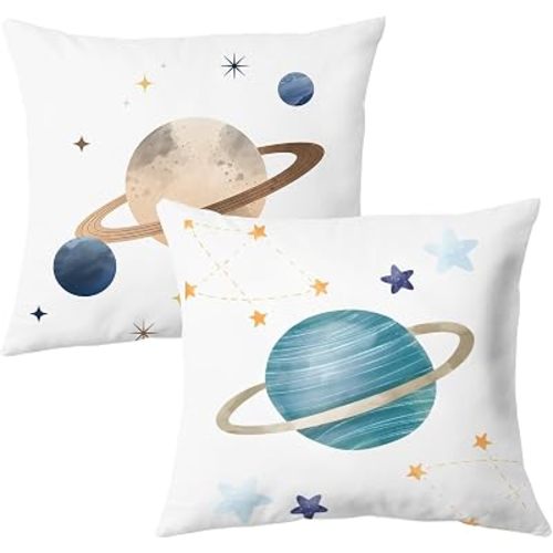 Space Pillow Covers 18x18 - Boys & Nursery Room Decor, Set of 2