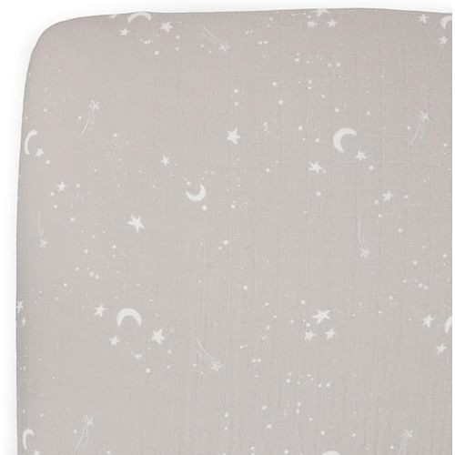 Little Unicorn Organic Muslin Crib Sheet | Soft & Breathable Fitted Sheet for Crib Mattress | 100% Cotton 52"x28" | (Moon Dust)