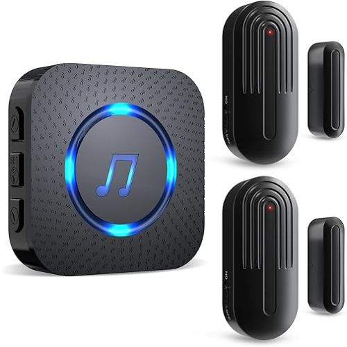 SanJie Door Sensor Chime When Door Opens, Door Entry Chime for Business/Home/Office/Store,500 FT Range,26 Chimes 5 Adjustable Volume Door Ringer Alert 2 Sensors + 1 Receivers