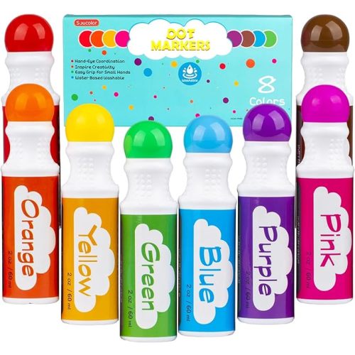 Dot Markers for Toddlers Kids, Bingo Daubers Washable Art Markers 8 Colors