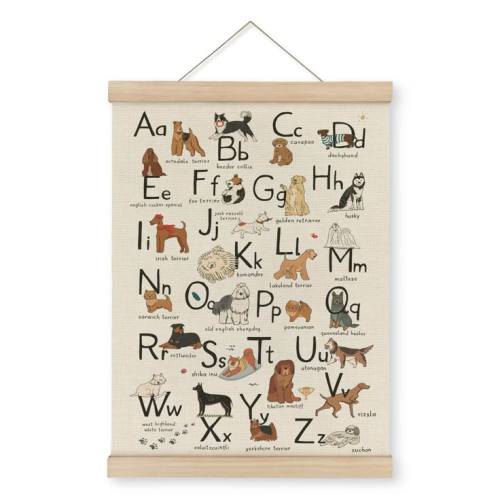 MAQIKA ABC Alphabet Chart Dog Poster Framed with Wood Hanger,Alphabet Banner, Alphabet Abc Poster for Toddlers,Kids Abc Hanging Wall Decor,Dog Breed Canvas Wall… | Nursery canvas wall art, Dog nursery, Hanging wall decor