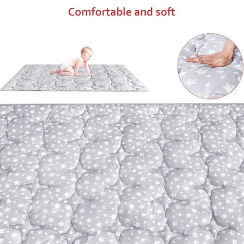 Moonsea Baby Play Mat 74"x50" Playpen Mat Thick Ultra Soft Playpen Mat for Playing or Crawling, One-Piece Crawling Mat Non Slip Padded Baby Playmat for Floor 74x50 Inches, Grey with Star