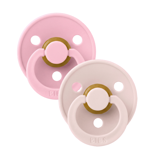 BIBS Colour Pacifiers 2 Pack | Petal/Baby Pink | Round & Anatomical Latex – Bibsworld store US