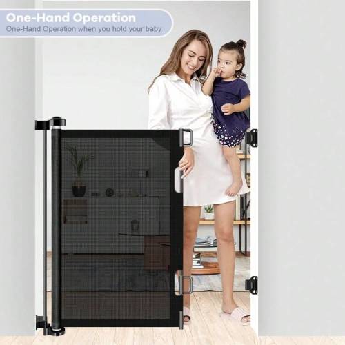 71" Extra Wide Retractable Baby Gate, 34" Tall Mesh Baby Safety Gates For Stairs, Metal Auto-Lock Dog Gate | SHEIN USA