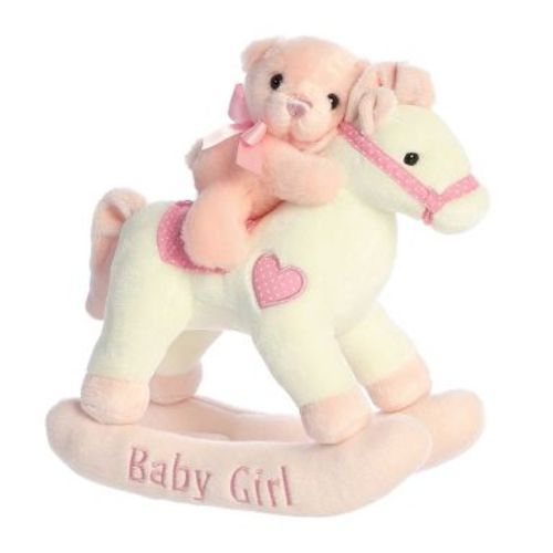 ebba Medium Baby Girl Rocking Horse Musicals! Melodious Baby Stuffed Animal Pink 12"