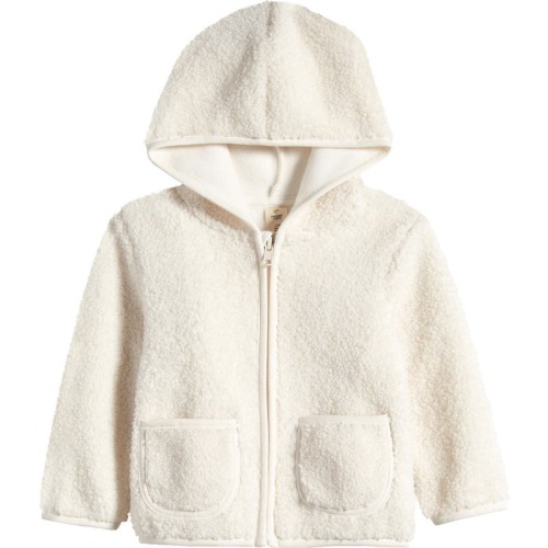 Baby Cozy Fleece Hooded Jacket, 6M, Ivory Egret