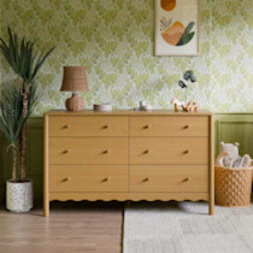 babyletto Swell 6-Drawer Wide Assembled Dresser - Honey