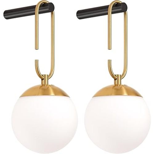 Globe Wireless Wall Sconces Set of Two, Battery Operated Wall Sconce with Remote Control, 12 Colors RGB & 3 Color Dimmable Rechargeable Wall Lights for Bedroom Living Room Hallway Batroom