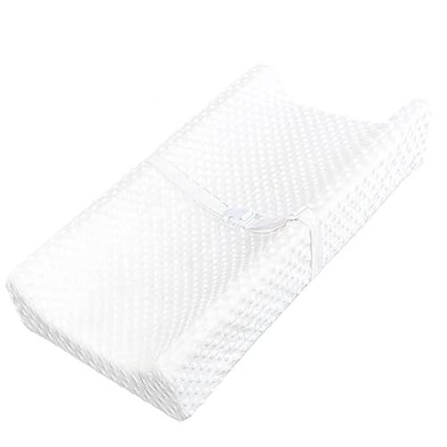 Mini Baby Diaper Changing Pad for Dresser Top with Cover 27" x 16", Waterproof Lining Small Foam Contoured Changing Table Pads Topper White