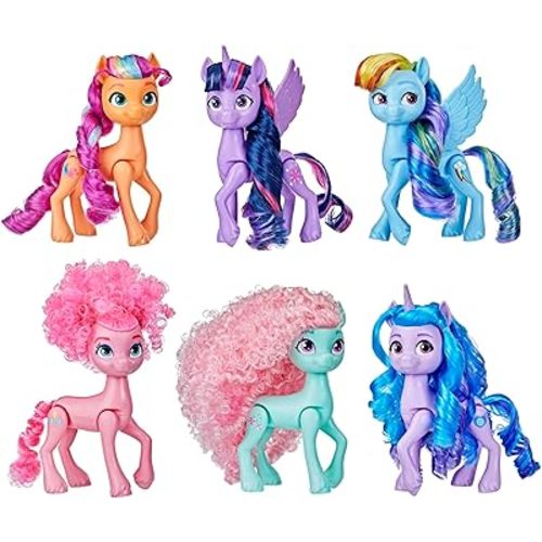 My Little Pony Dolls Rainbow Celebration, 6 Pony Figure Set, 5.5-Inch Dolls, Toys for 3 Year Old Girls and Boys, Unicorn Toys (Amazon Exclusive)
