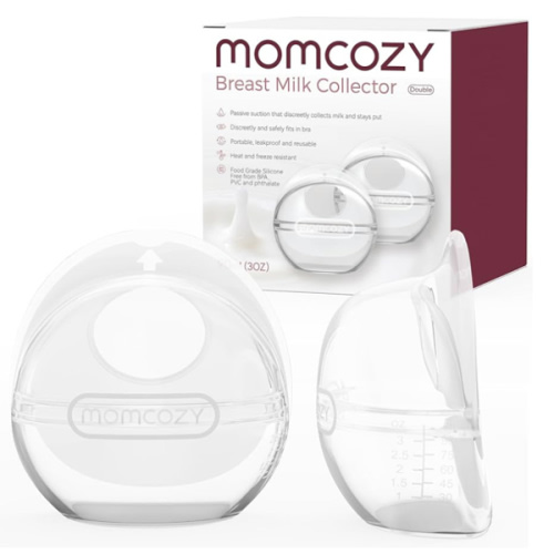 Momcozy Breast Milk Collector, Milk Collectors for Breastfeeding, Reusable Breast Milk Shells, Silicone Catcher with More Fit & Soft (3oz/90ml, 2 Counts)