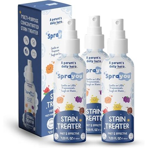 Fast & Effective Stain Treater Spray, Multi-Purpose Stain Remover, Messy Eater Stain Treater Concentrated Formula, Gentle on Clothing and Baby Textiles, 4.33 fl oz.