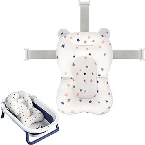Colorlife Baby Bath Seat Support Net Infant Bathing Seat Support Mat, Adjustable Comfortable Non-Slip Three-Pointed Baby Shower Net Bathtub Sit Up Mesh for Newborn 0-6 Months-Star(No Bathtub)