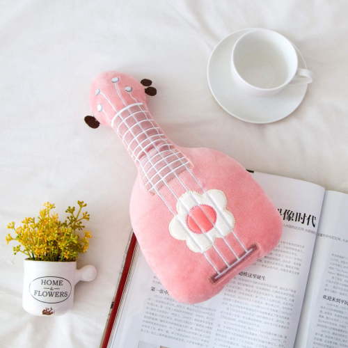 14.5in Guitar Shaped Pillow, Decorative Throw Pillow Gifts, Cute Plush Room Decor,Pillows for Living Bedroom Room，Pink