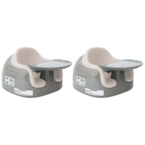 Bumbo 2 Pack 3-in-1 Multi-Seat for 6 to 36 Months, Travel Baby Feeding & Play Floor Seat, All-in-One Portable Booster with Tray & Toddler High Chair, Breige/White Sand