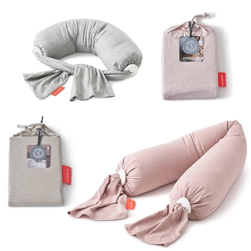 bbhugme Adjustable Pregnancy & Nursing Pillow Bundle with Extra Covers – Full Body Support for Side Sleeping and Baby Care – Adjustable Firmness, Removable Covers