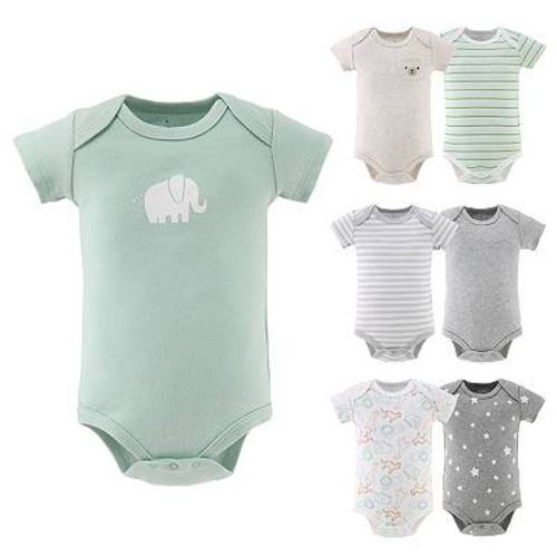 The Peanutshell Baby Neutral Safari Bodysuits for Boys and Girls, 7-Pack