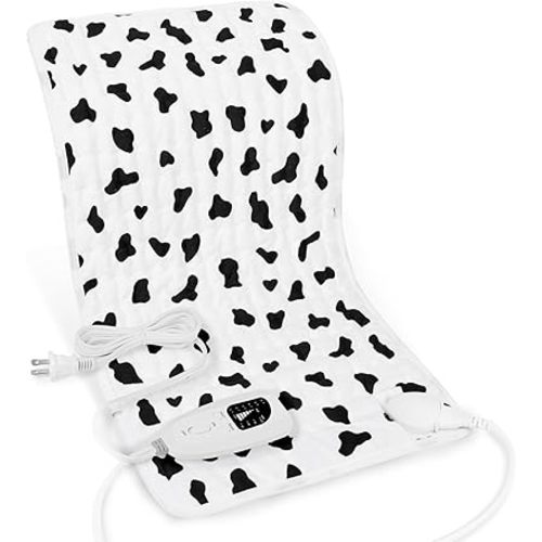 Deepsoon Heating Pad,Electric Heating Pads for Back,Neck,Abdomen,Moist Heating Pad for Shoulder,Knee,Arms,Legs,Dry/Moist Heat & Auto Shut Off,Christmas Gifts for Men and Women,White Black,24x12 Inch