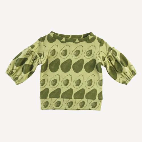 long bubble sleeve top | 70s avocado | organic cotton interlock
