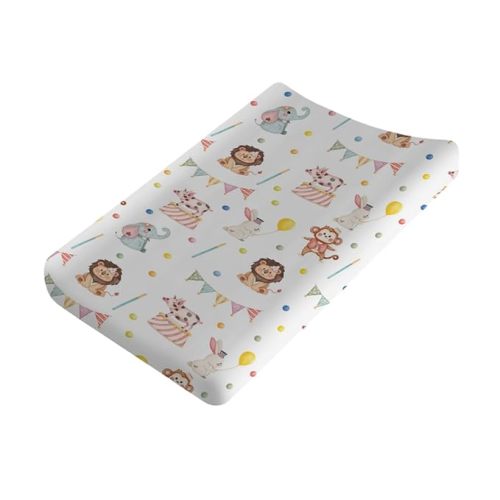 Watercolor Circus Animals Changing Pad Covers Baby Monkey Elephant Rabbit Pig Diaper Changing Table Cover Sheets for Boys Girls Soft Stretchy Fitted Changing Table Mats Cover 32''x16''