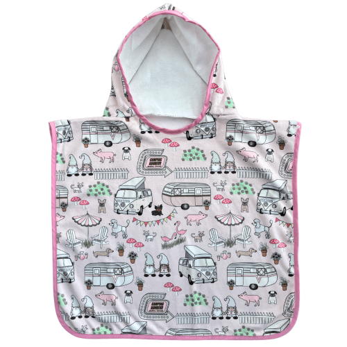 Serviette poncho à capuchon pour bébé (0-18 mois) : Camping bonheur ro – Tipou bébé