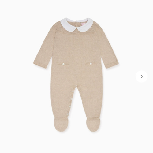 Taupe Reyes Cotton Baby Knitted Playsuit | La Coqueta UK – La Coqueta Kids