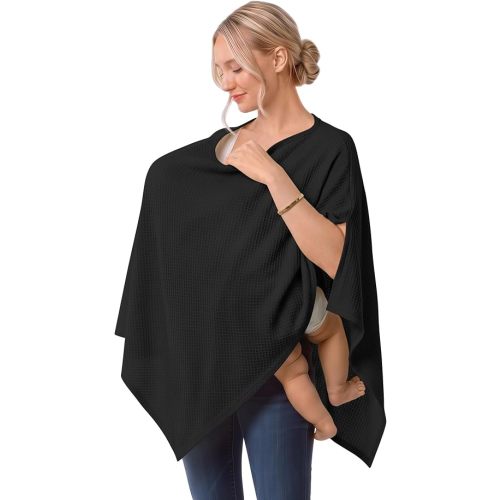 Women Nursing Cover for Breastfeeding Nursing Poncho Black