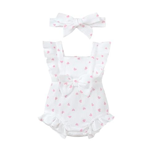 Renotemy Newborn Baby Girl Clothes Coming Home Outfits Preemie-18Months | Preemie Baby Girl Summer Outfit, Infant One-Piece Romper, Ruffle Sleeve Jumpsuit, Newborn Going Home Photography Outfits Girl