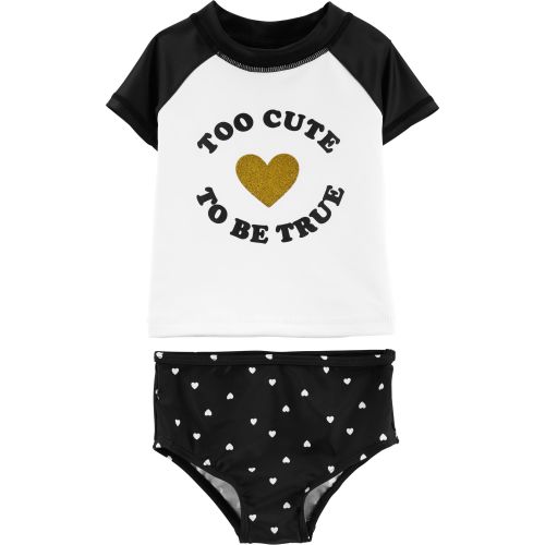 Carter's Heart Rashguard Set - 9M - Black/White