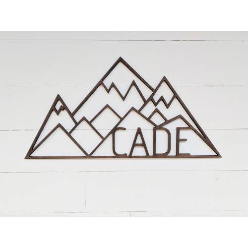 Geometric Mountain Name Sign, Woodland Nursery Decor